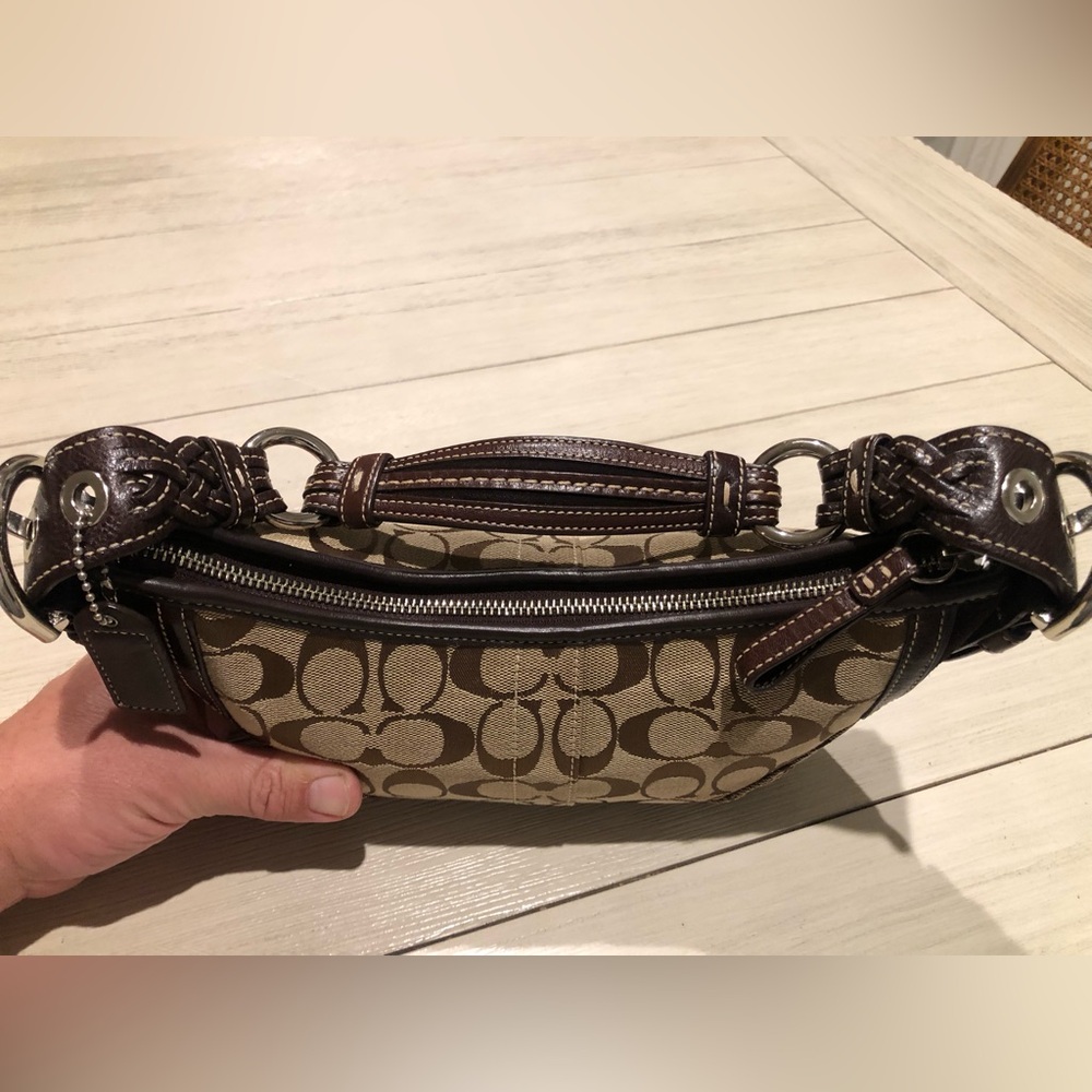 Vtg Y2K Coach Signature Soho Jacquard Hobo Shoulder Bag Beige/Brown Canvas #6266 - Picture 9 of 11